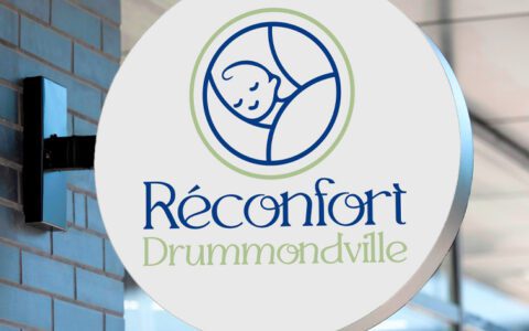 Refonte du logo de Réconfort Drummondville. Designer graphique, Papillon Communication.